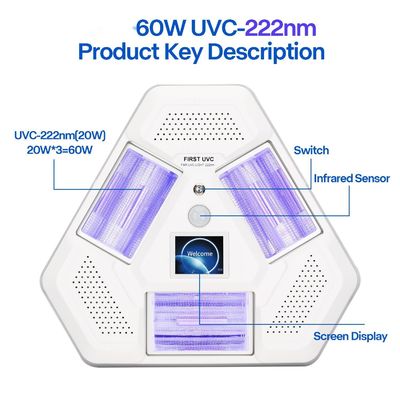 Lampada ad eccimeri UVC da 60 W rifinita a 222 nm con supporto triangolare Rimuovi controller