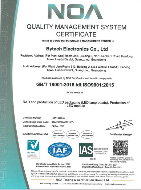 Porcellana Bytech Electronics Co., Ltd. Certificazioni